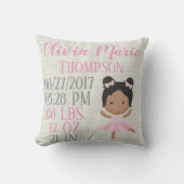 Afrikaanse Amerikaanse roze Ballerina Ballet Dance Kussen (Voorkant)