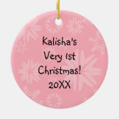 Afrikaanse Amerikaanse roze Eerste Kerstkerstsiera Keramisch Ornament (Achterkant)