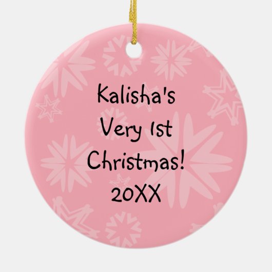 Afrikaanse Amerikaanse roze Eerste Kerstkerstsiera Keramisch Ornament (Achterkant)