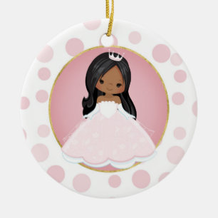 Afrikaanse Amerikaanse roze prinses Keramisch Ornament