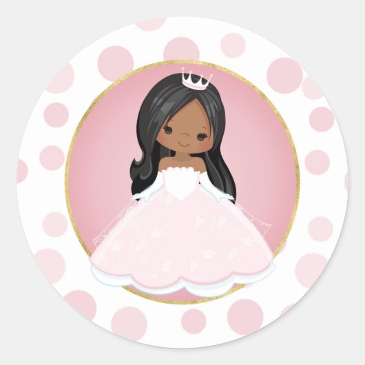 Afrikaanse Amerikaanse roze prinses Ronde Sticker (Voorkant)