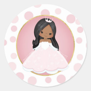 Afrikaanse Amerikaanse roze prinses Ronde Sticker