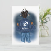 Afrikaanse Amerikaanse Sagittarius Sign Birthday Kaart (Staand voorkant)