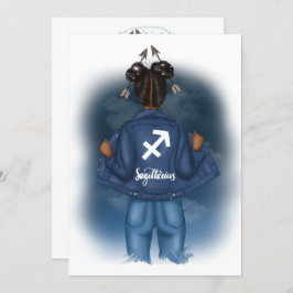 Afrikaanse Amerikaanse Sagittarius Sign Birthday Kaart