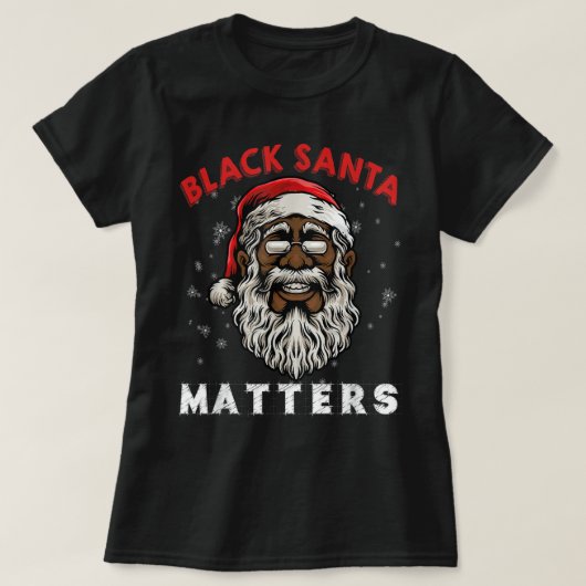 Afrikaanse Amerikaanse Santa Black Matters kerstpa T-shirt (Design voorkant)
