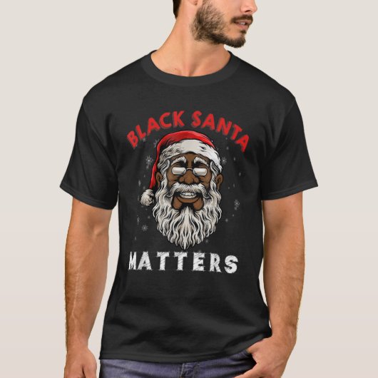 Afrikaanse Amerikaanse Santa Black Matters kerstpa T-shirt (Voorkant)
