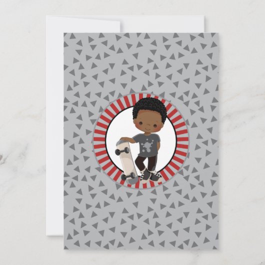 Afrikaanse Amerikaanse skateboard Boy Birthday Kaart (Achterkant)