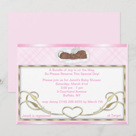 Afrikaanse Amerikaanse slaapengel-showwer-uitnodig Kaart (Voorkant / Achterkant)