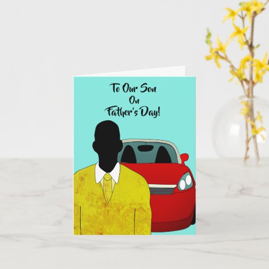 Afrikaanse Amerikaanse Son Vaderdag Suit & Stropda Kaart (Gele Bloem)