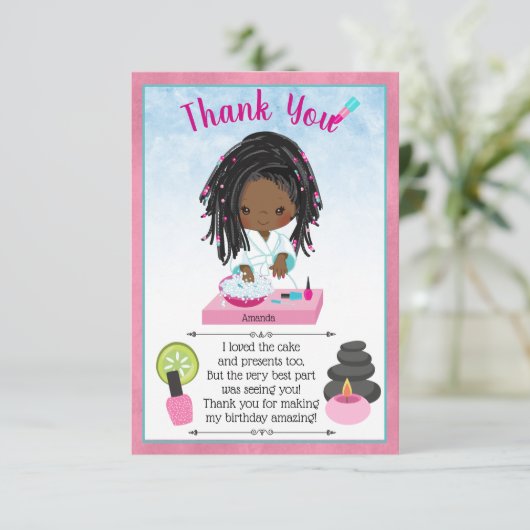 Afrikaanse Amerikaanse Spa Party - Hartelijk dank Bedankkaart (Staand voorkant)