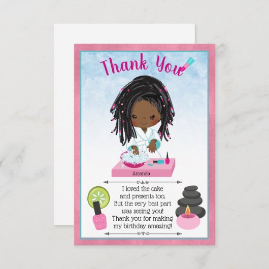Afrikaanse Amerikaanse Spa Party - Hartelijk dank Bedankkaart (Voorkant / Achterkant)