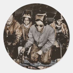 Afrikaanse Amerikaanse Steelarbeiders WWII Ronde Sticker