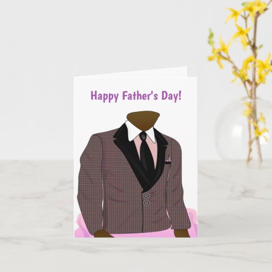 Afrikaanse Amerikaanse Suit en Stropdas Vaderdag Kaart (Gele Bloem)