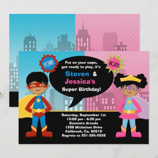 Afrikaanse Amerikaanse superheld Birthday Kaart (Voorkant / Achterkant)