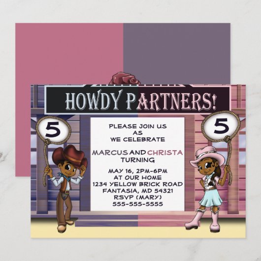 Afrikaanse Amerikaanse tweelingjongen en meisjesda Kaart (Voorkant / Achterkant)