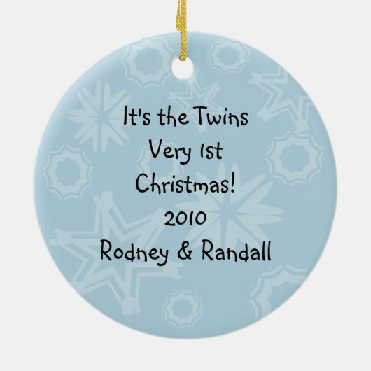 Afrikaanse Amerikaanse tweelingjongens 1e kerstver Keramisch Ornament (Achterkant)