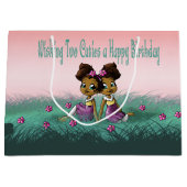 Afrikaanse Amerikaanse tweelingmeisjes Birthday Groot Cadeauzakje (Voorkant)