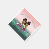 Afrikaanse Amerikaanse tweelingmeisjes Birthday Servet (Hoek)