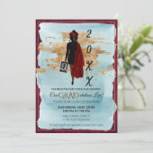 Afrikaanse Amerikaanse uitnodiging tot Afstuderen (Staand voorkant)