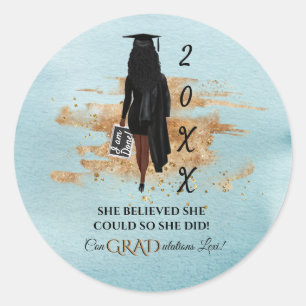 Afrikaanse Amerikaanse uitnodiging tot Afstuderen  Ronde Sticker