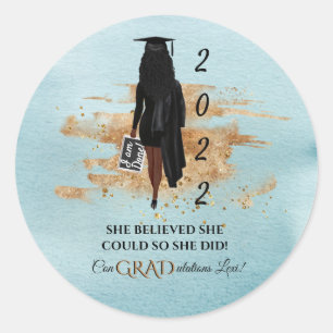 Afrikaanse Amerikaanse uitnodiging tot Afstuderen  Ronde Sticker