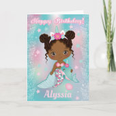 Afrikaanse Amerikaanse Unicorn Mermaid Birthday-ka Kaart (Voorkant)