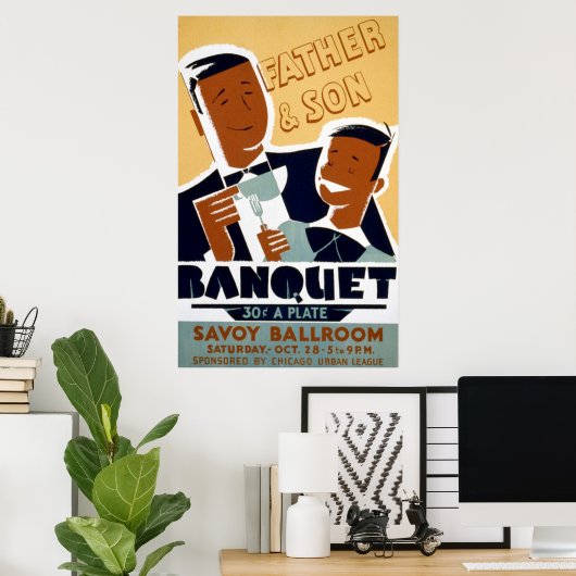 Afrikaanse Amerikaanse Vaderdag en Son Banquet Poster (Thuiskantoor)