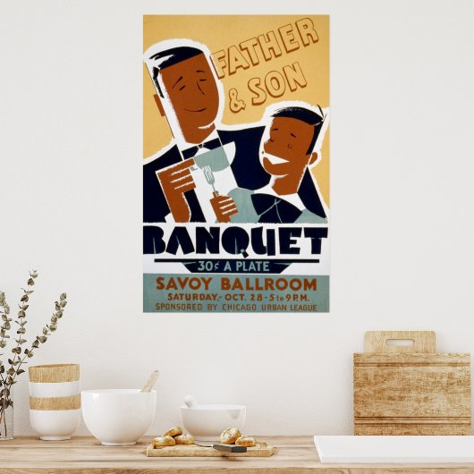 Afrikaanse Amerikaanse Vaderdag en Son Banquet Poster (Keuken)