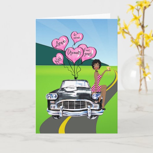 Afrikaanse Amerikaanse Valentijnsdag Card Kaart (Gele Bloem)