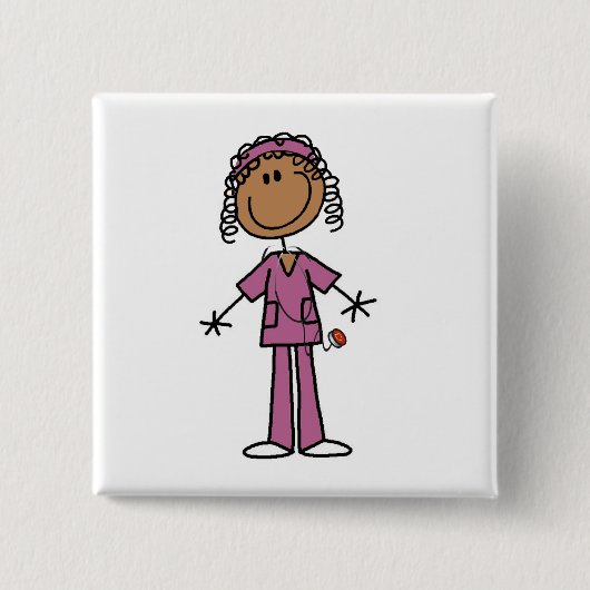 Afrikaanse Amerikaanse verpleegster Vierkante Button 5,1 Cm (Voorkant)