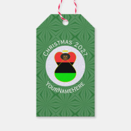 Afrikaanse Amerikaanse vlag Chanoeka Angel geperso Cadeaulabel