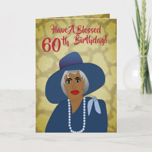 Afrikaanse Amerikaanse vrouw 60th Trendy Birthday  Bedankkaart
