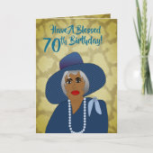 Afrikaanse Amerikaanse vrouw 70th Trendy Birthday  Bedankkaart (Voorkant)