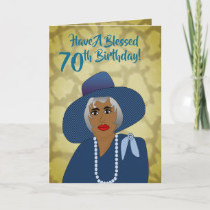 Afrikaanse Amerikaanse vrouw 70th Trendy Birthday  Bedankkaart