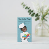 Afrikaanse Amerikaanse vrouw chef cateringmes Visitekaartje (Staand voorkant)