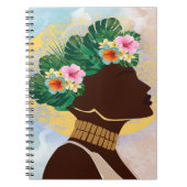 Afrikaanse Amerikaanse Vrouw Floral Crown Notitieboek (Voorkant)