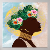 Afrikaanse Amerikaanse Vrouw Floral Crown Poster (Voorkant)