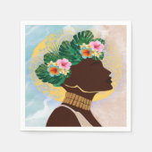 Afrikaanse Amerikaanse Vrouw Floral Crown Servet (Voorkant)