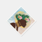 Afrikaanse Amerikaanse Vrouw Floral Crown Servet (Hoek)