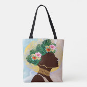 Afrikaanse Amerikaanse Vrouw Floral Crown Tote Bag (Achterkant)