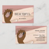 afrikaanse amerikaanse vrouw hand in hand met mooi visitekaartje (Voorkant / Achterkant)