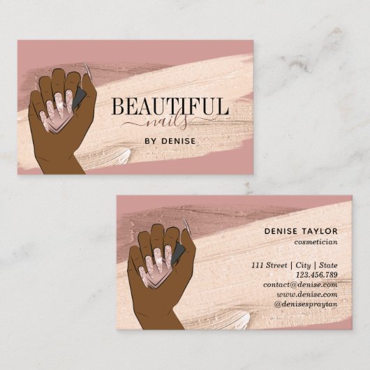 afrikaanse amerikaanse vrouw hand in hand met mooi visitekaartje (Voorkant / Achterkant)