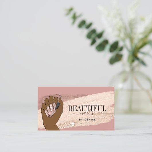 afrikaanse amerikaanse vrouw hand in hand met mooi visitekaartje (Staand voorkant)