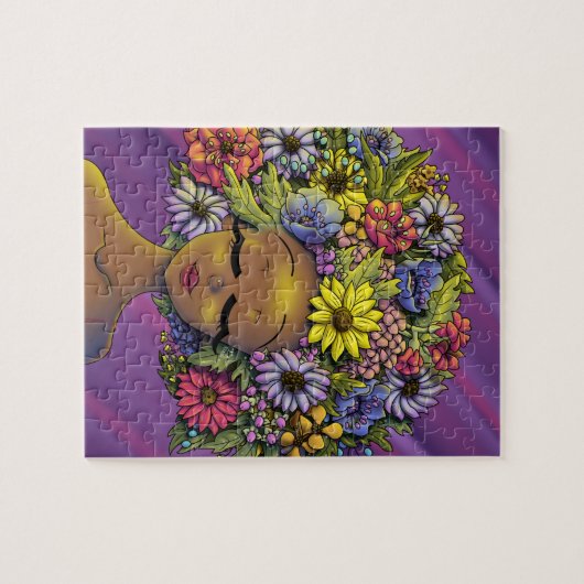 Afrikaanse Amerikaanse vrouw met een bloeiende afr Legpuzzel (Horizontaal)