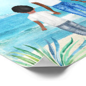 Afrikaanse Amerikaanse vrouw met kinderstrand Poster (Hoek)