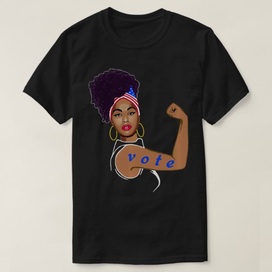 Afrikaanse Amerikaanse vrouw met stempels T-shirt (Design voorkant)