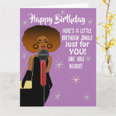 Afrikaanse Amerikaanse vrouw zingen microfoon Kaart (Gele Bloem)