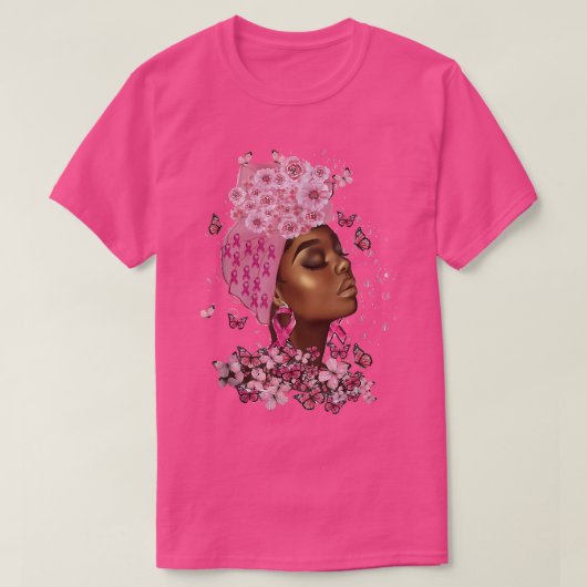 Afrikaanse Amerikaanse vrouwen borstkanker cadeaut T-shirt (Design voorkant)