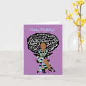 Afrikaanse Amerikaanse Woman Art Birthday Kaart (Gele Bloem)