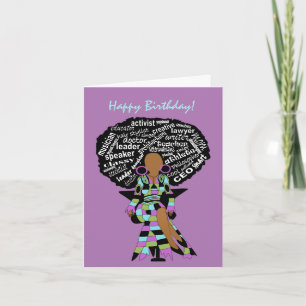 Afrikaanse Amerikaanse Woman Art Birthday Kaart